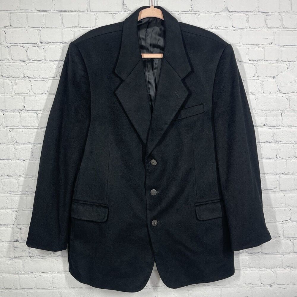 Fenzia Cashmere Black Blazer 44 R Sport Coat Single Breast 3 Button Soft Jacket